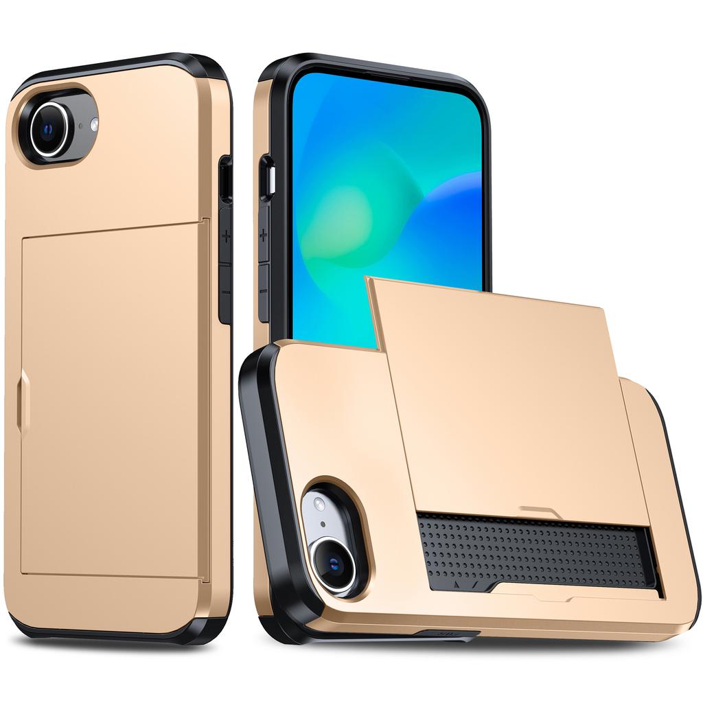 For iPhone 16e Case TPU+PC Dual Layer Armor Phone Cover with Sliding Card Slot
