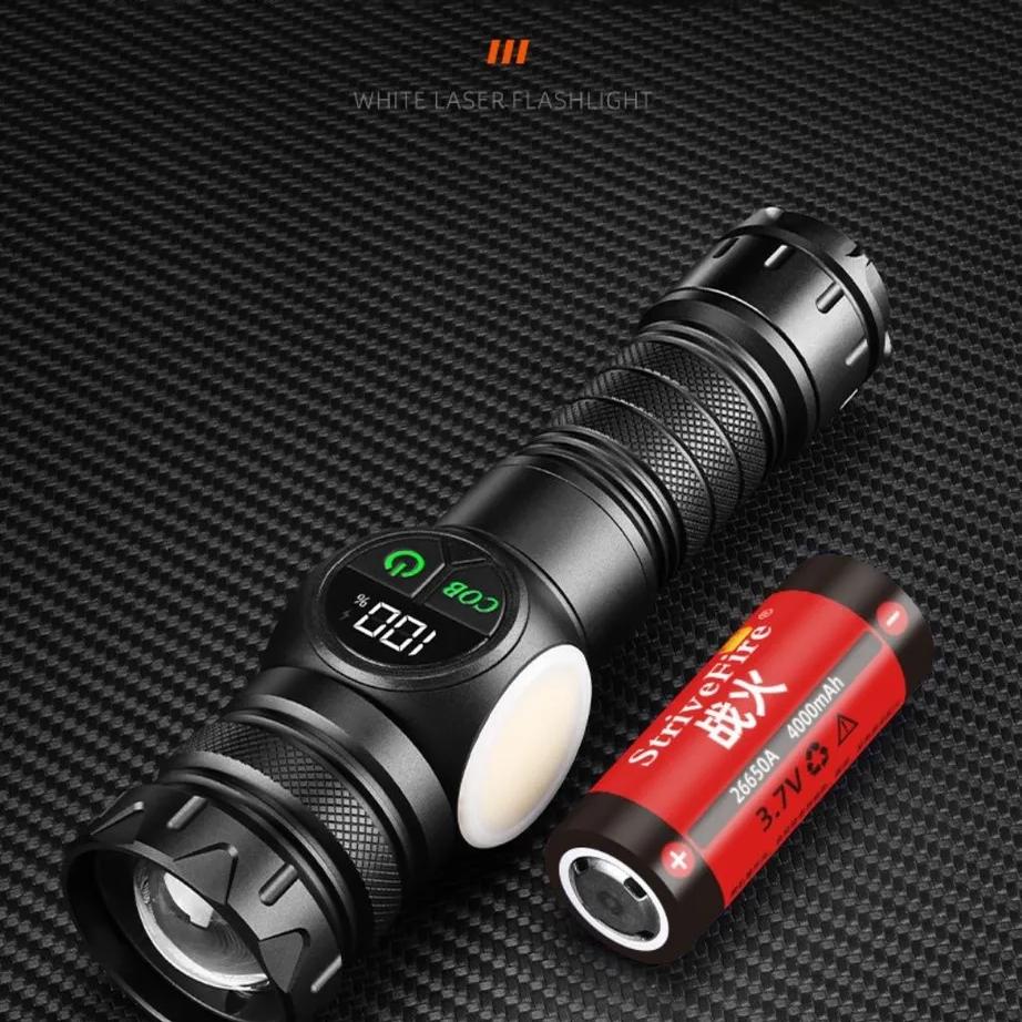 Rechargeable handheld powerful laser tactical flashlight, rechargeable LED flashlight