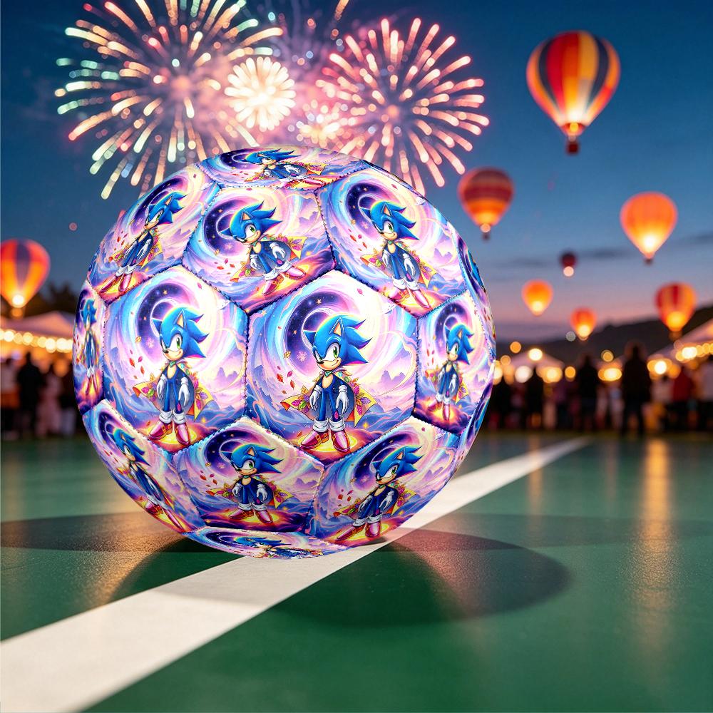 1pc Sonic the Hedgehog Pattern Football, Standard Size 5 Soccer Ball Stylish Sport Football for Competition Play and Training