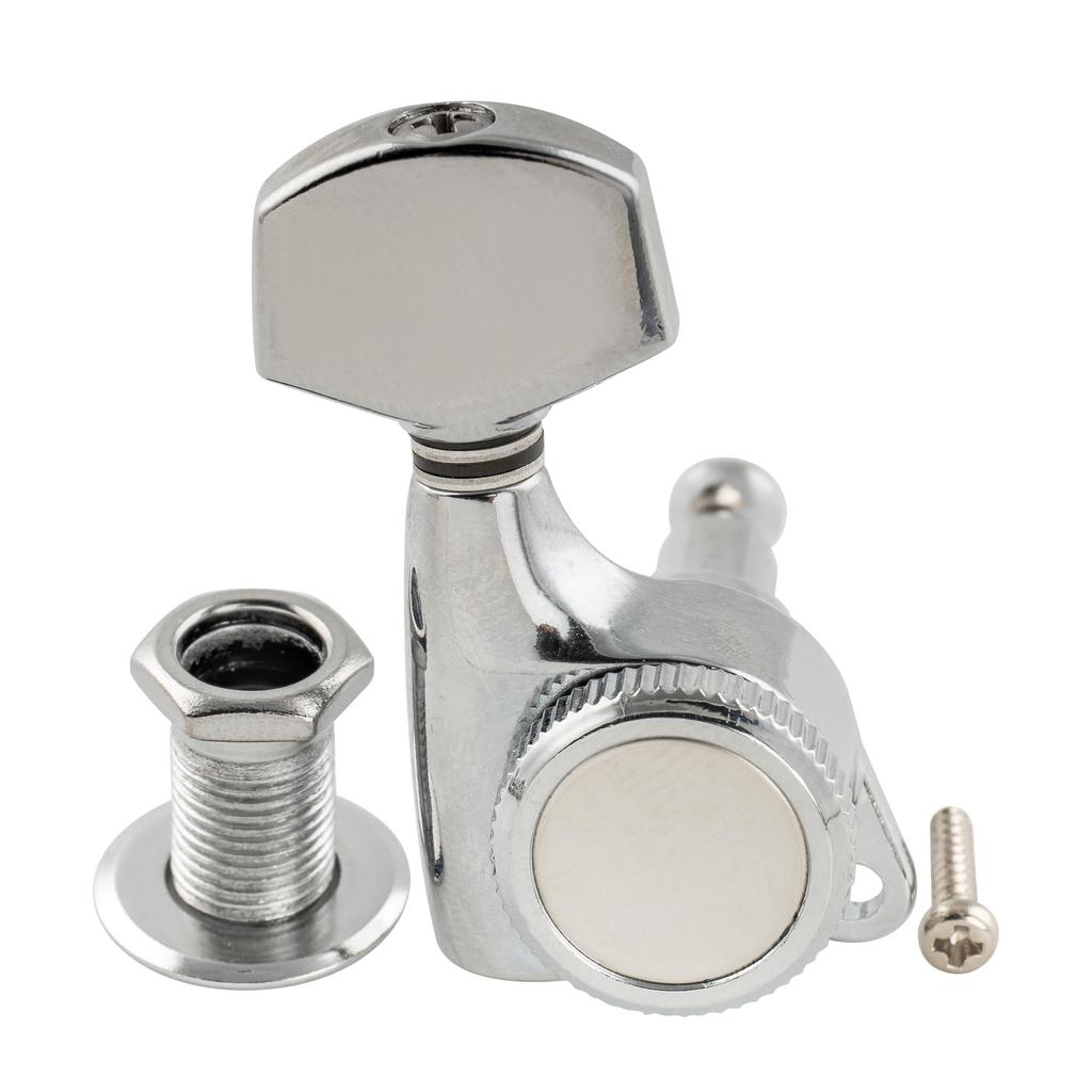 Musiclily Pro 6-String Locking Tuners for ST Strat/TL Telecaster Electric Guitars, Chrome Hex Buttons