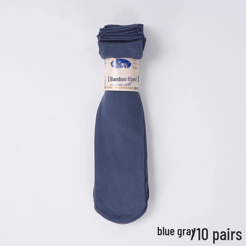 Ultra-thin Bamboo Fiber Socks for Men: Breathable, Sweat-Absorbent, Mid-Tube, Solid Color - Ideal for Spring and Summer Casual or Business Wear.