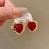 White Red Black Enamel Oil Heart Stud Earrings for Women Party Sweet Jewelry Vintage Twist Hollow Out Metal Cute Earrings Gift