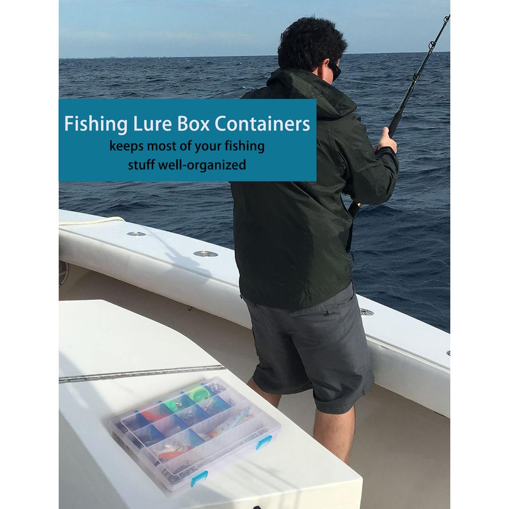 Fishing Lure Box Transparent Smooth Plastic Storage Container With 16 Partition Plates Organizer For Fishing Gear