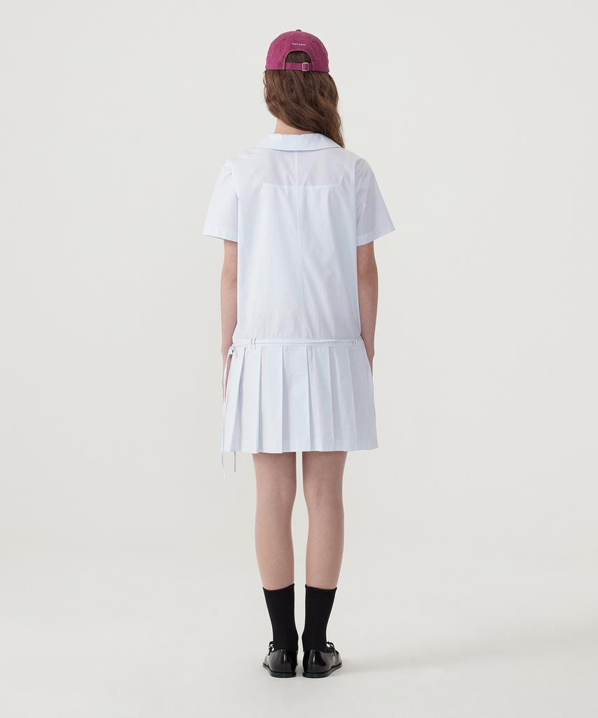 Covernat Woman Pleated Shirt Dress Sky Blue
