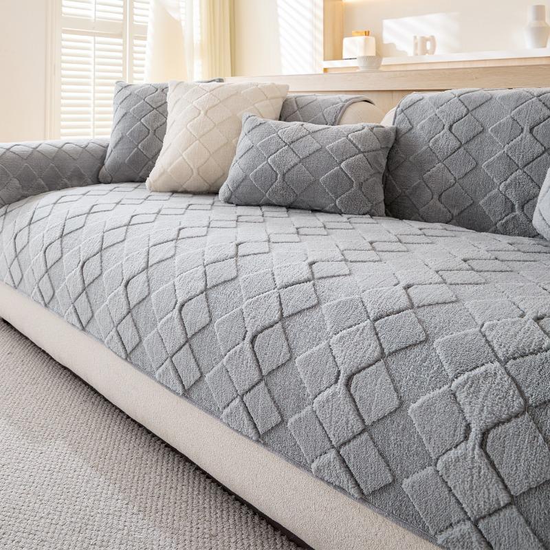 Шу хлопок пух диванная подушка утолщенная осень-зима плюш прямая строчка кожаный диван подушка на сиденье грязеотталкивающая простая нескользящая наволочка