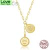 925 Silver Necklace Double Coin Arrow Shell Shape Engraving Necklace Gift 500mm Adjustalbe Chain High Quality New
