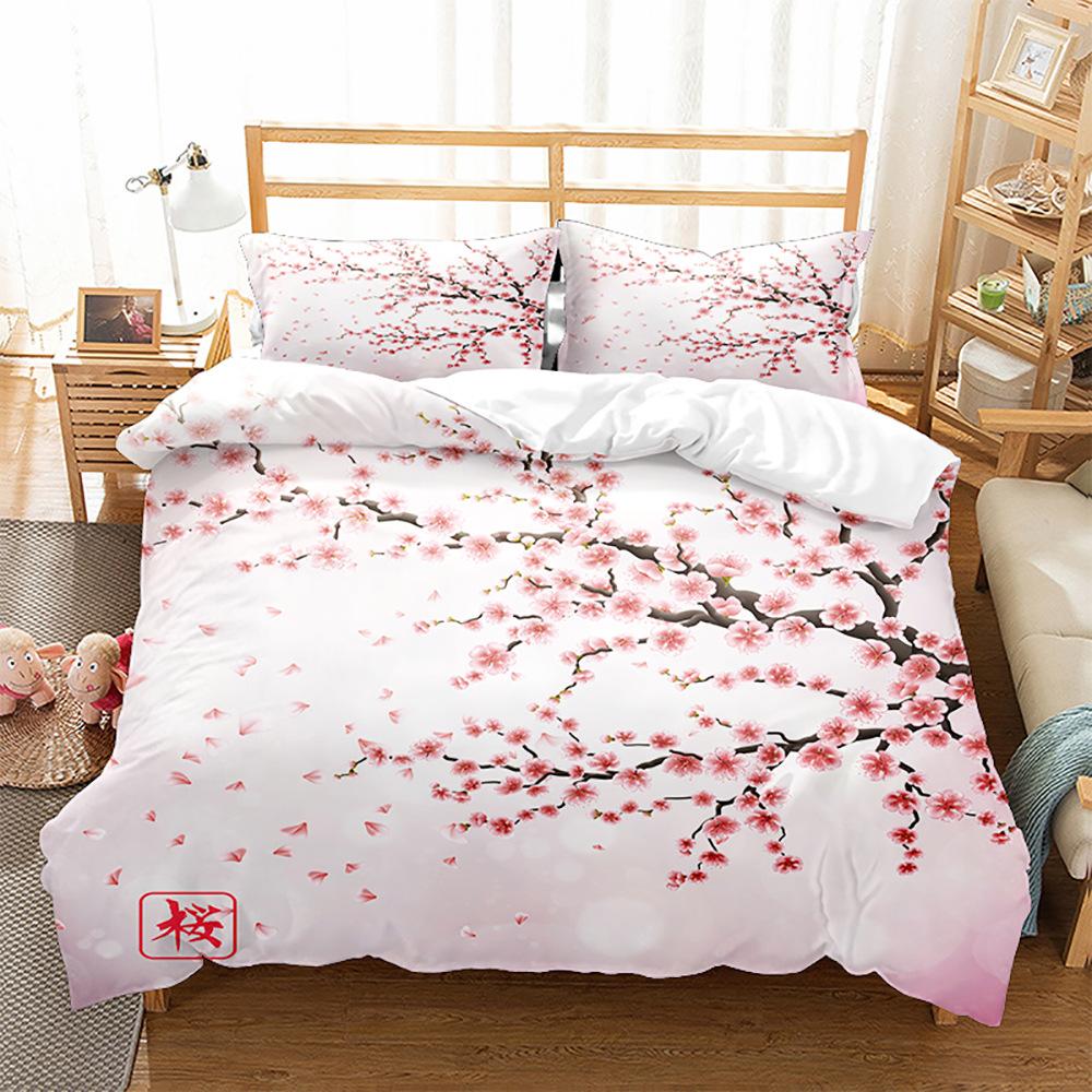 Spring Bedding Set 3D Flower Down Duvet Cover 2/3 Pieces Single Bed Double Bed Duvet Cover Girl Teens Bed Cover Quick Drying Soft Home Textile