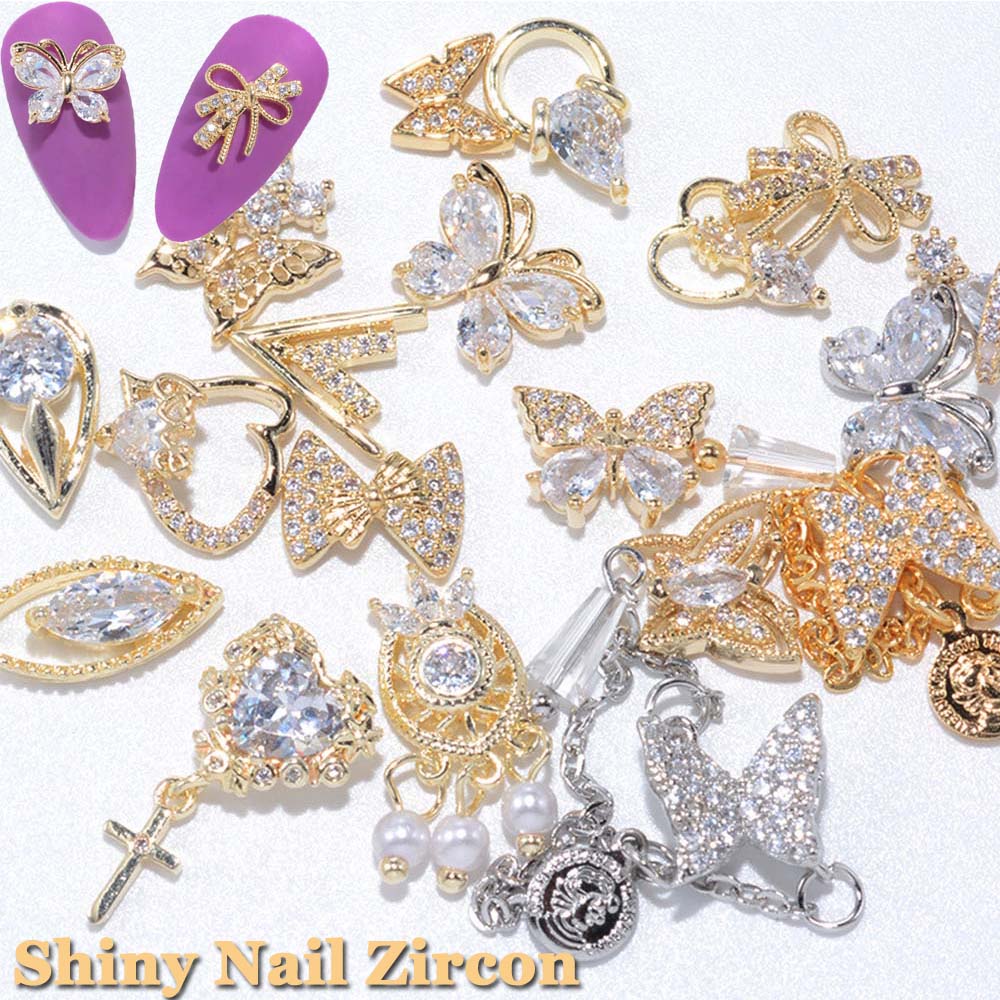 Crystal Charms Nail Art Jewelry Pendant Chain Butterfly Nail Rhinestones Nail Art Decorations