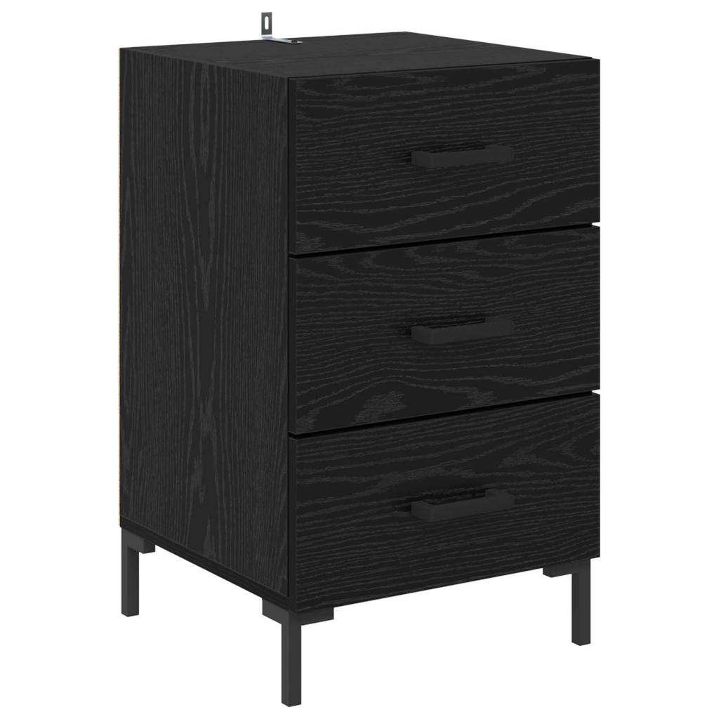 Nightstand Black Oak Effect 40 x 40 x 66 cm Particleboard