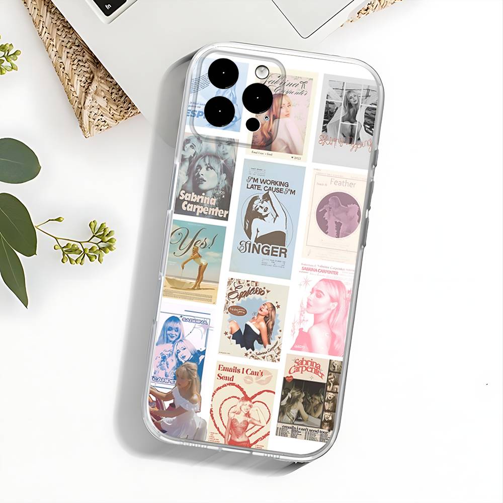 Чехол для телефона Singer S-Sabrina Carpenter Для iPhone 17,16,15,14,13,12,11 Pro,Max,Plus,X,XS,XR,SE4,E Mini Прозрачный Мягкий Чехол