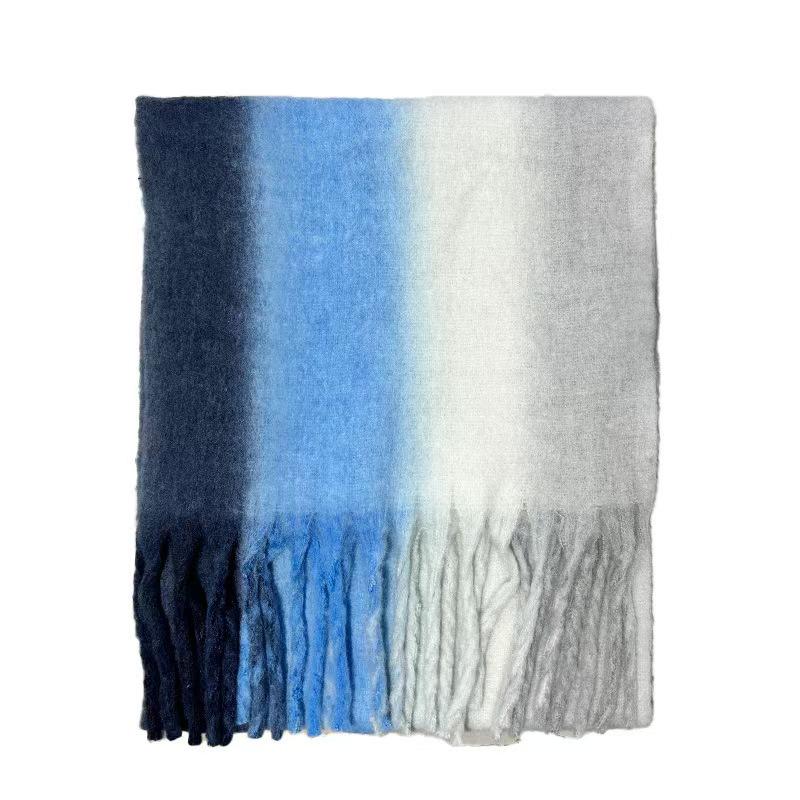 Women's Luxury Mohair Gradient Stripe Winter Scarf & Shawl