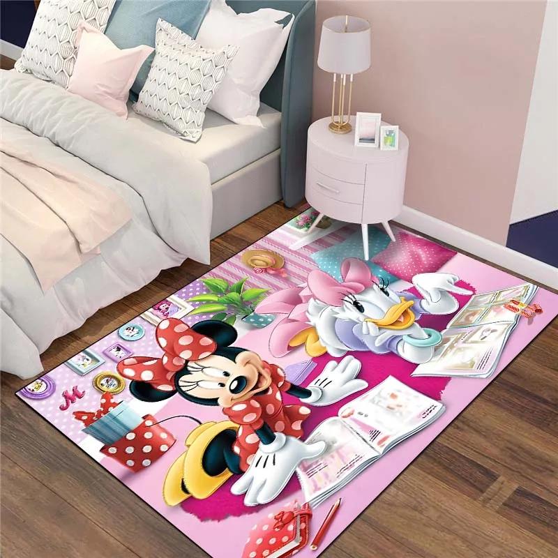 3D Minnie Mouse Daisy Duck Cartoon Themed Carpet Bedroom Living Room Sofa Rug Children's Room Large Area Decor Mat Potdemiel