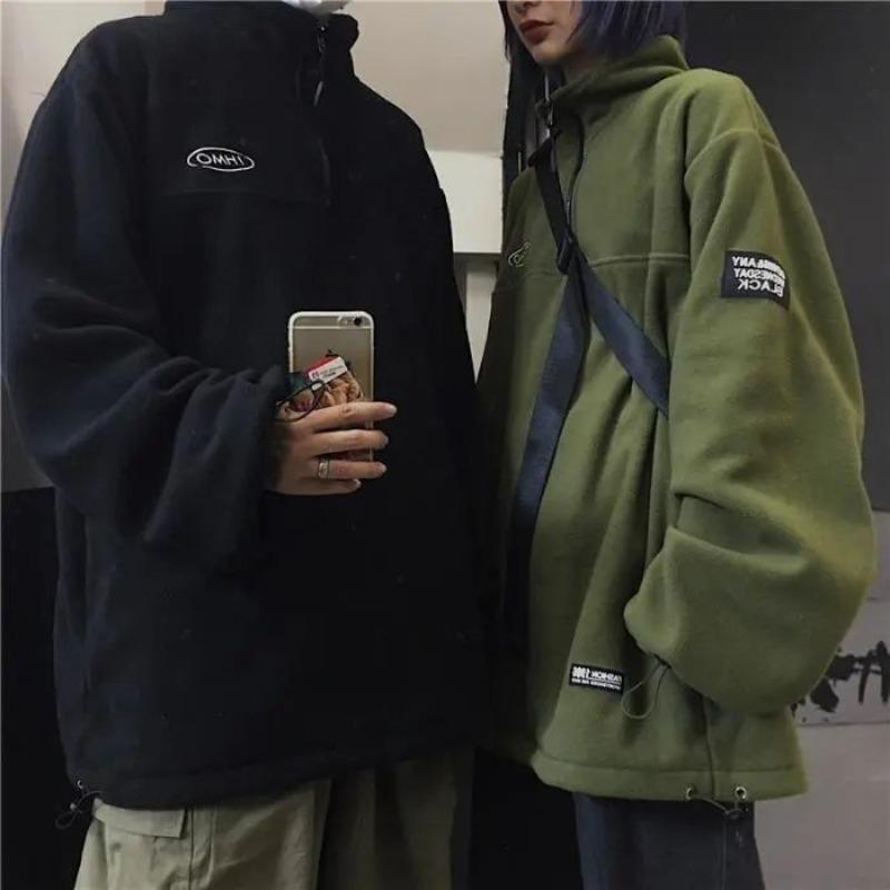 Осенне-зимний парный свитер для мужчин и женщин, ретро флисовый свободный bf флисовый топ, куртка, тренд