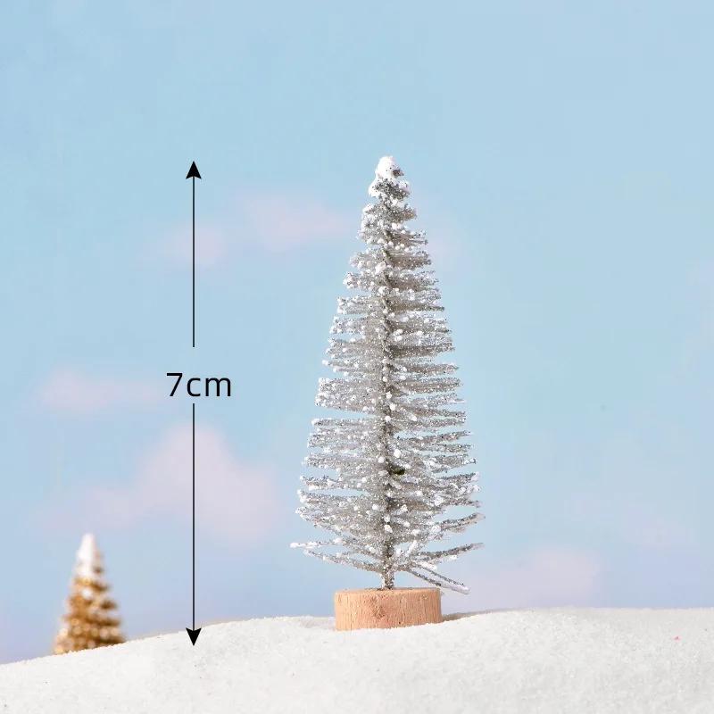 1 PC Artificial Christmas Tree Figurine Sisal Silk Cedar Pine Tree Mini Miniature Micro Landscape New Fairy Garden Decor