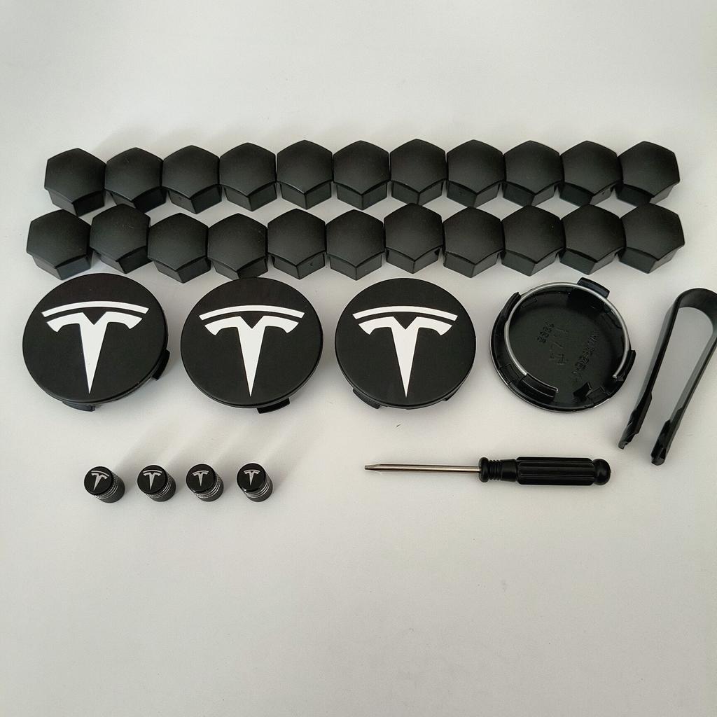 26PCS 30PCS Wheel Centerfor Tesla Model 3 Model Y 2025 Model Y Juniper Car Hub Decorative Caps Badge Lug Nut Protective Cover