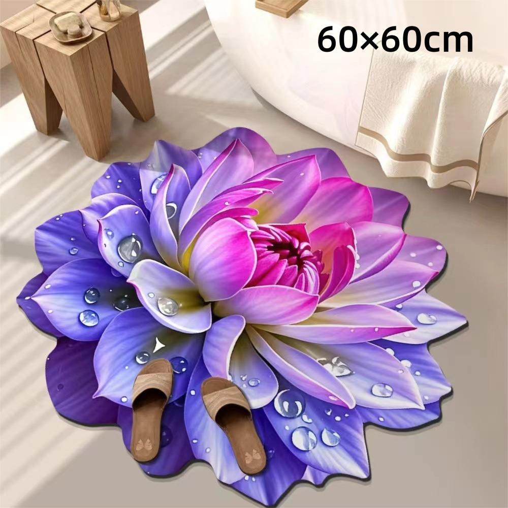 60/100cm Lotus Floor Mat Non-slip Bathroom Floor Mats for Living Room Tea Table Bedside