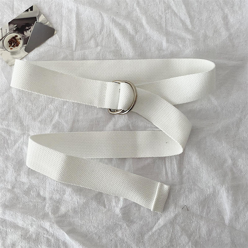 Ремень из холста с пряжкой из двух колец, сто универсальных джинсовых ремней, украшение для летних брюк для студентов без проколов