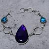 Фиолетовый лабрадорит, голубой топаз браслет из стерлингового серебра 925 пробы 7-8" z8C52