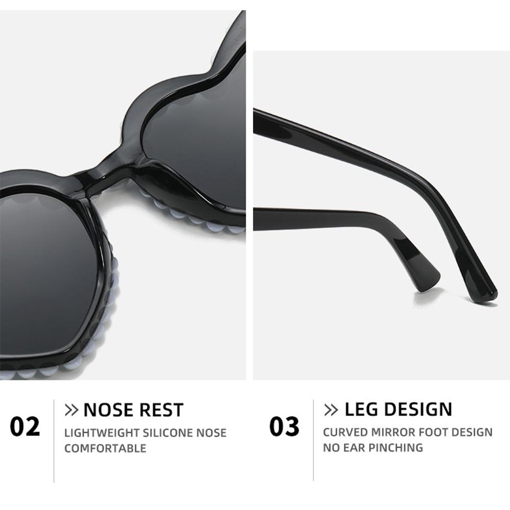 Outdoor UV400 Eyewear Party Glasses Pearls Sun Glasses Heart Sunglasses Shades