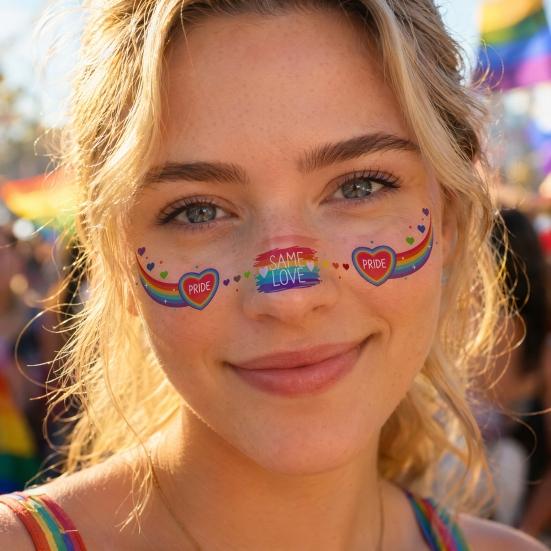 Freckle Temporary Tattoos, Waterproof & Long Lasting Face Stickers, Rainbow Color Makeup Decals for Festival, Party, Halloween