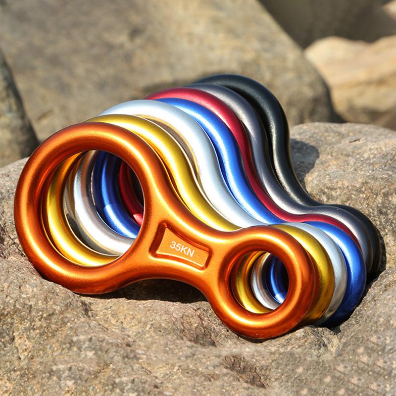 35KN Rock Carabiner Figure 8 Rappelling Rope Descender Aluminum Figure Belay Device Abseiling Downhill Equipment