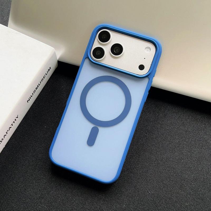 Чехол для iPhone 17 Pro Max, Матовый, Магнитный, с текстурой кожи, Color Block, Ударопрочный Защитный Чехол