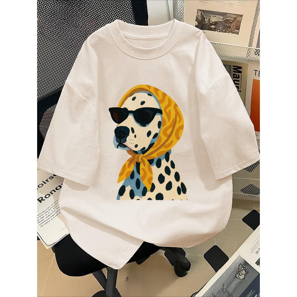 2026 Summer Retro Womens Dalmatian Print TShirt Unisex Cotton and Breathable Short Sleeve Oversize Graphic T Shirts