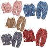 Thick Warm Long Sleeves Tops and Pants Set 2Pcs Kids Girls and Boys Casual Sleepwear Pajamas Household Set