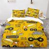 Excavator Duvet Cover Set King Queen Full Size Polyester Bedding Set Kids' Boys Girls Comforter Cover Engineering Vehicle
