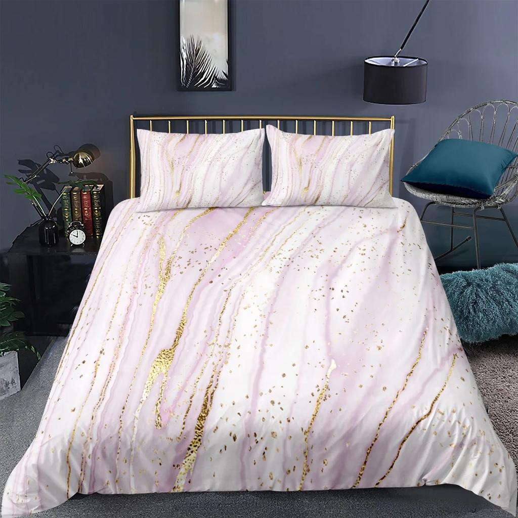 Fashion Marble Bedding Set Queen Size Soft Duvet Cover With Pillowcases Colorful Quilt Cover For Women Girls Home Decor