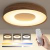 Elekeed LED Ceiling Light, 10-tatami mat (approx. 22 sq ft), 4800lm, Stylish Wood Grain Finish, Dimmable, Color Adjustable, Sleep Timer, Memory
