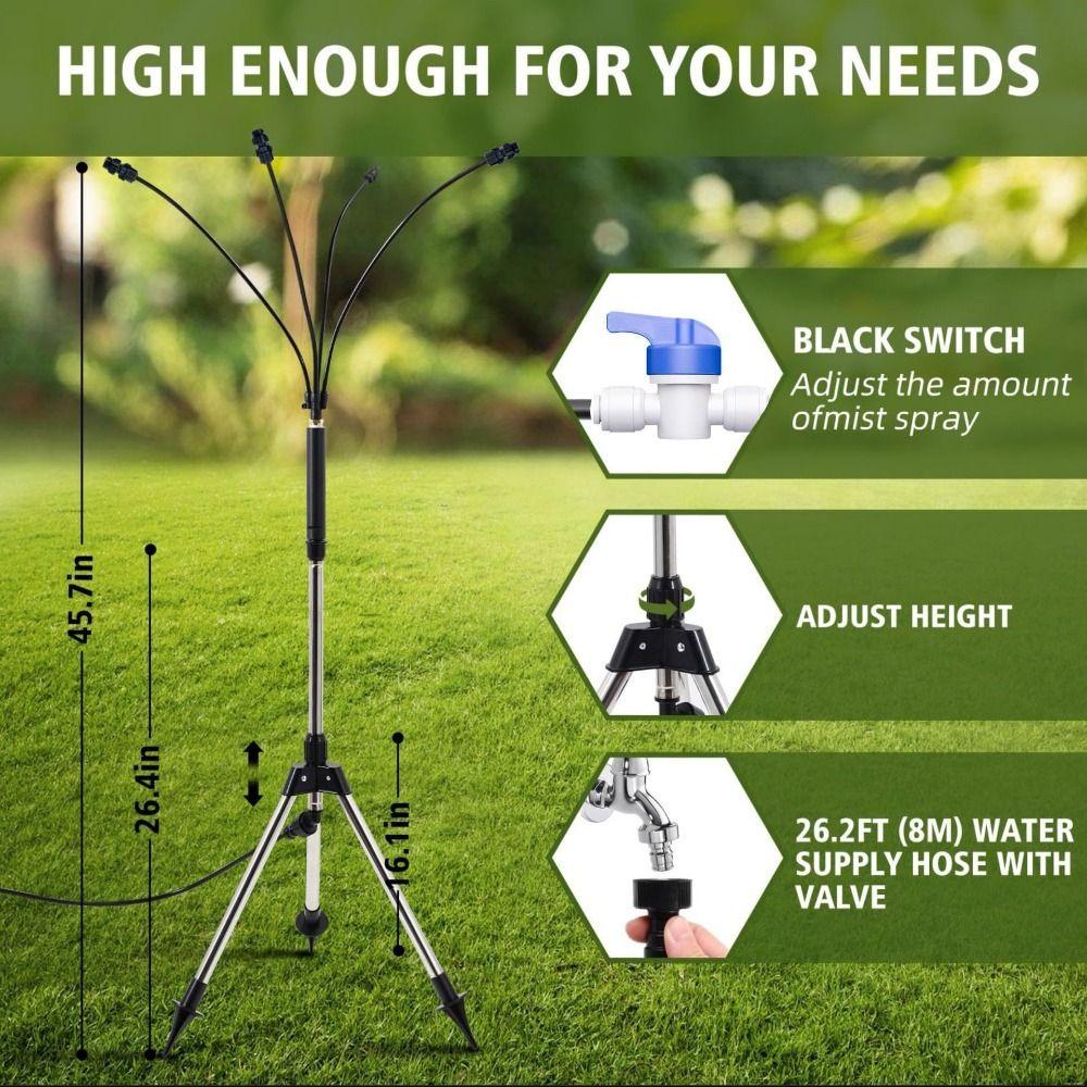 Adjustable Height Misting System Mist Fan Water Misters Cooling Standing Misters BBQ