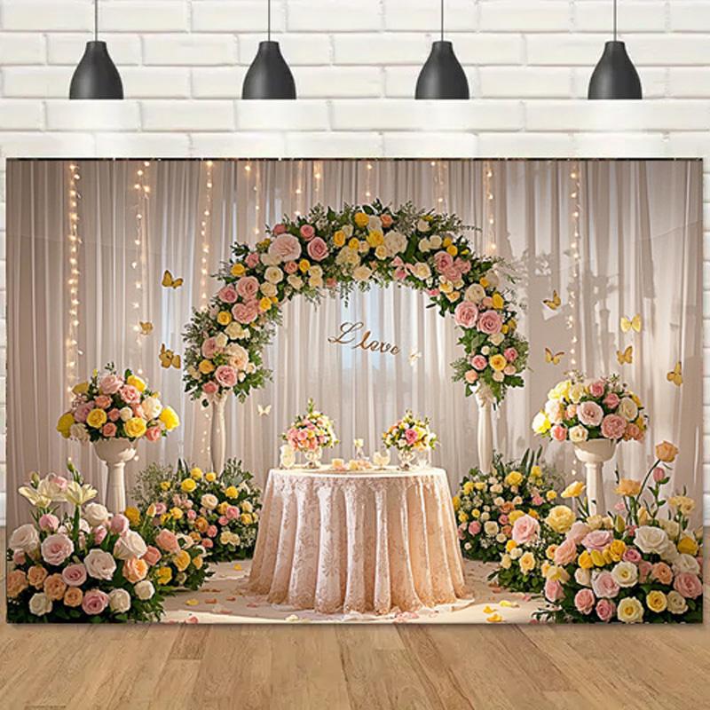 1 шт. Элегантный цветочный арочный полиэстеровый фон для свадеб, праздничных вечеринок, домашних и садовых торжеств, студийного фона и мероприятий на открытом воздухе