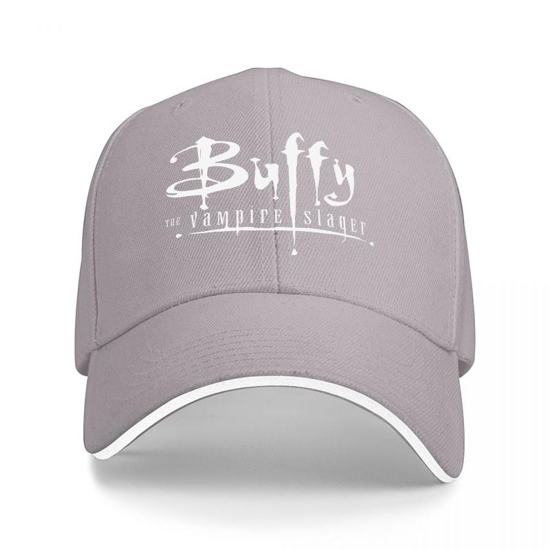 Buffy the Vampire Slayer Logo Baseball Cap Black with White Trim Classic Adjustable Hat for Fans of the Iconic TV Series