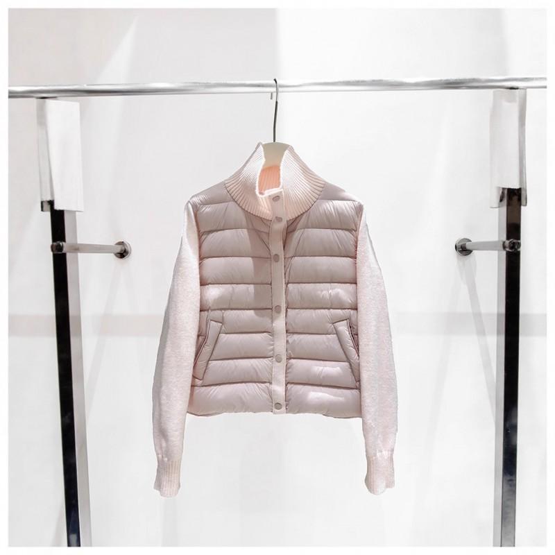 Womens Lightweight Down Jacket With Knit Collar Panel 86-90% White Duck Slim Fit Winter
