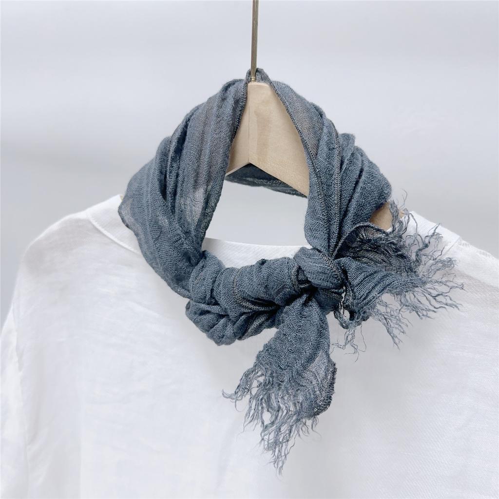 Spring and Summer Thin Linen Scarf Slender Narrow Long Breathable Neck Protection Scarf for Women Versatile Extended Scarf Accessories
