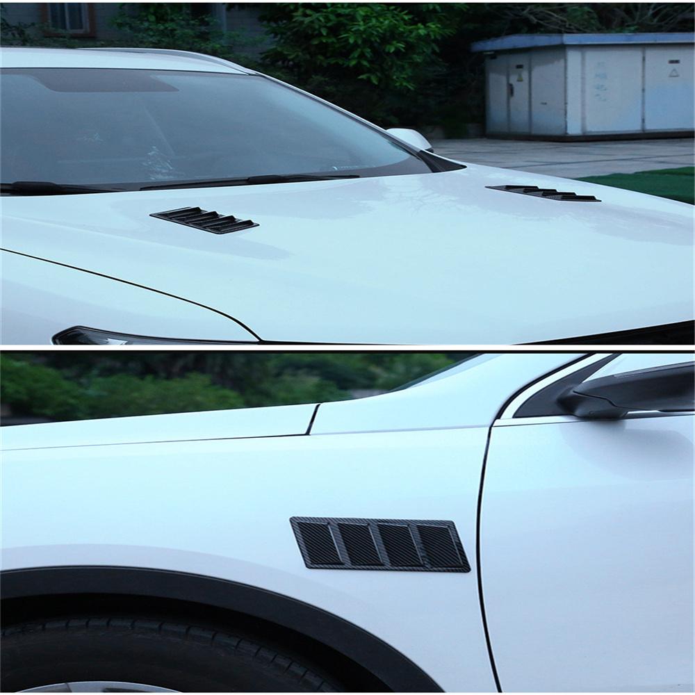 2x Carbon Fiber Look Car Front Bonnet Vent Hood Air Flow Intake Decorative Cover