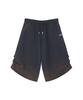 TONSIL Pintuck Washed Long Bermuda Pants Navy