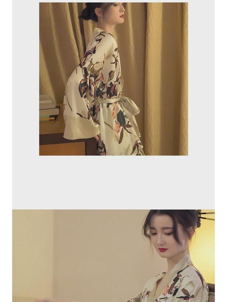 Стильный осенний пижамный комплект в китайском стиле для женщин: Топ с длинными рукавами и брюки, идеально подходят для отдыха или ношения на открытом воздухе