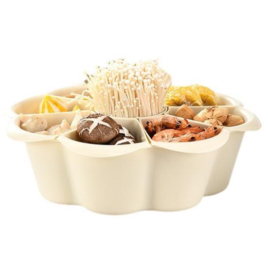 Горячий горшок Поднос для приготовления пищи 6/9 отделений Поворотное на 360° дренажное дно Пластиковая кухонная тарелка для мытья овощей Контейнер Блюдо