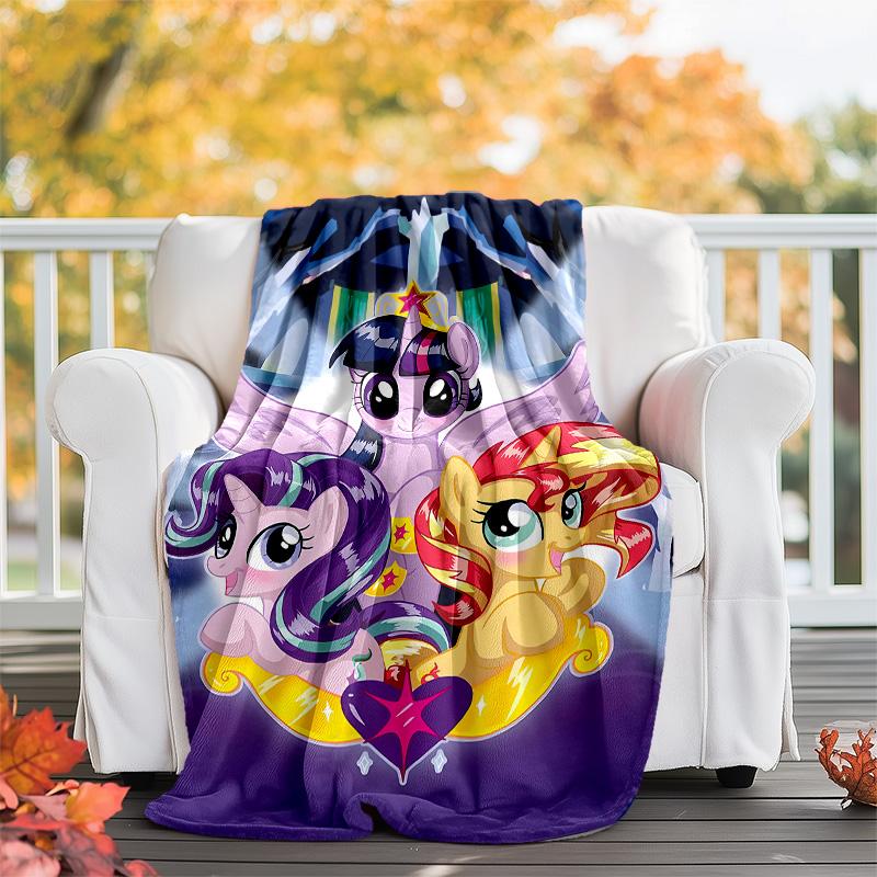 1pc My Little Pony5 Theme Blanket - Digital Print, Polyester, Cozy for All Seasons, Perfect for Outdoor, Camping, and Travel