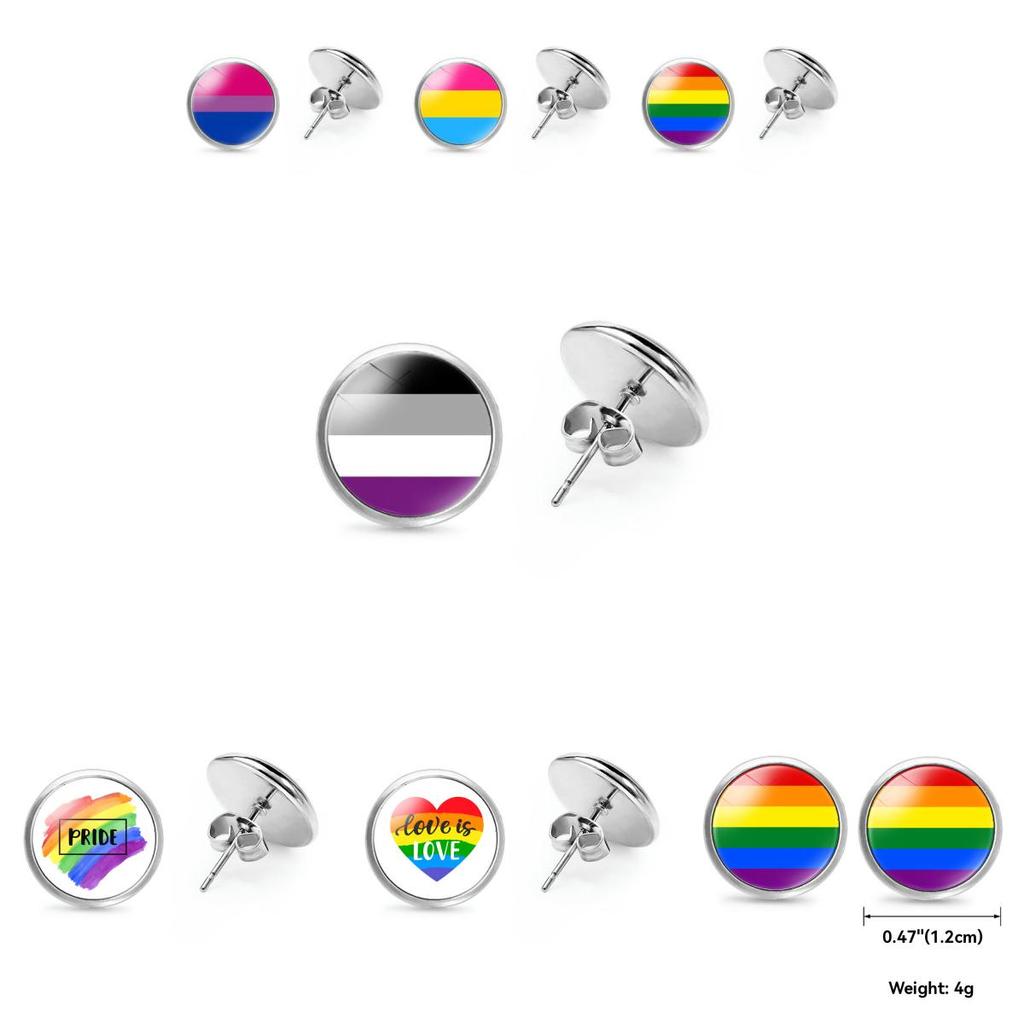 Элегантные металлические серьги-пусеты на тему радужного флага Простой и стильный дизайн 2022