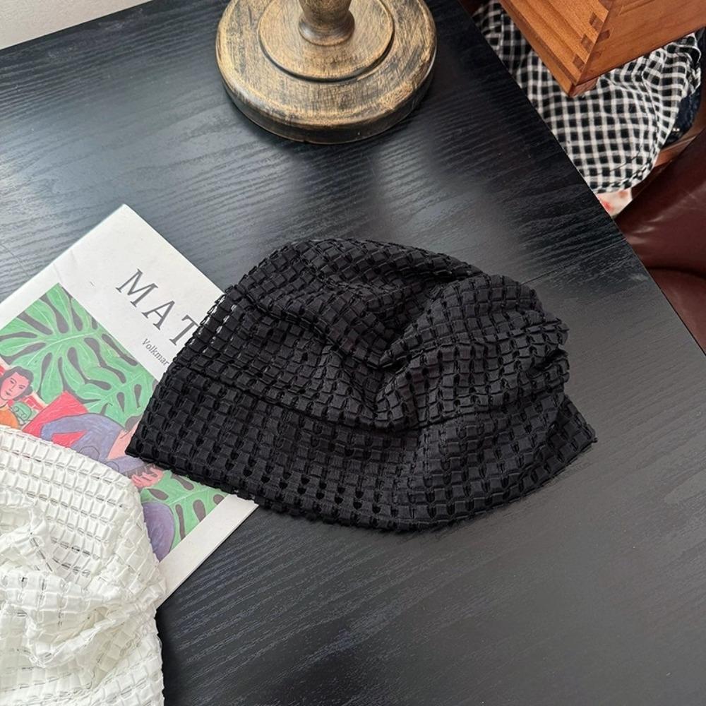 Клетчатая шапка-бини, хлопковая шапка с вырезом, креативная шапка-пуловер для отдыха на природе