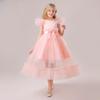 European and American Children's Fluffy Princess Dress with Flying Sleeves - Ideal for Weddings, Hosting, or Piano Performances