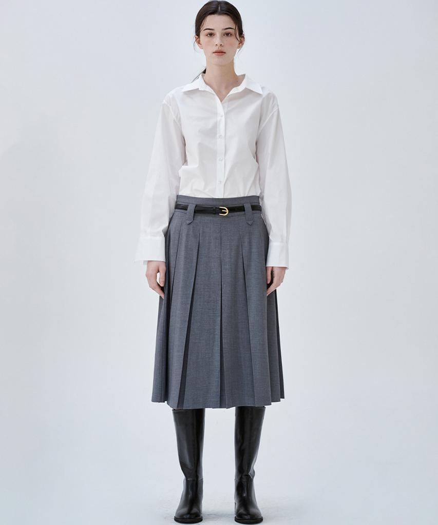 Marop 3113 Pleated Skirt (Dark Gray)