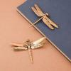 1PC Copper Insect Tea Pet Vintage Dragonfly Figurines Miniatures Desktop Simulation Animal Ornaments Home Decorations