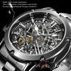 Роскошные мужские часы из нержавеющей стали, скелетон, турбийон, автоматический механизм, механические часы