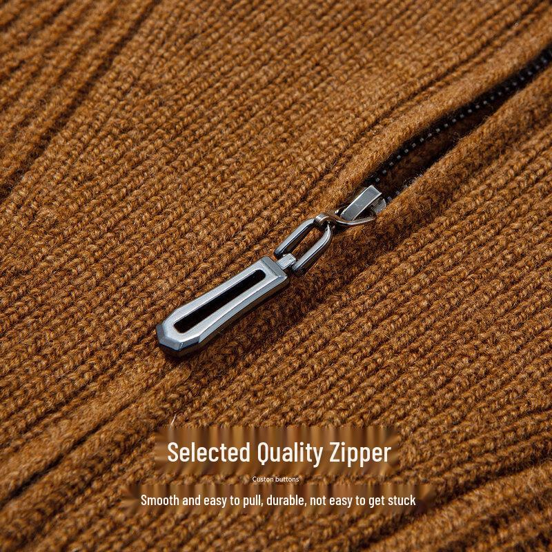 Мужской свитер Hodo из 100% мериносовой шерсти с высоким воротником на молнии