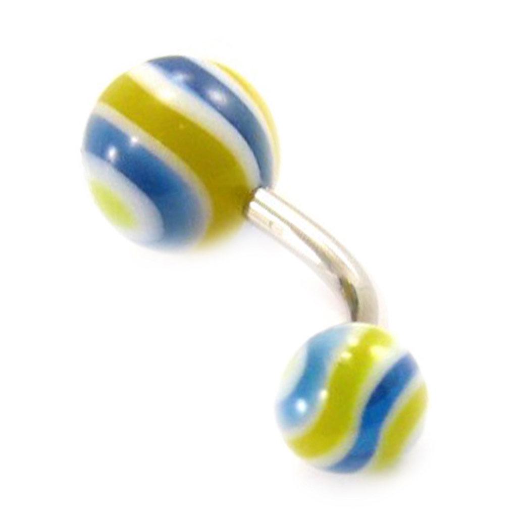 Les Trésors De Lily [C4953] - Шар для пирсинга «Tecno», синий, желтый