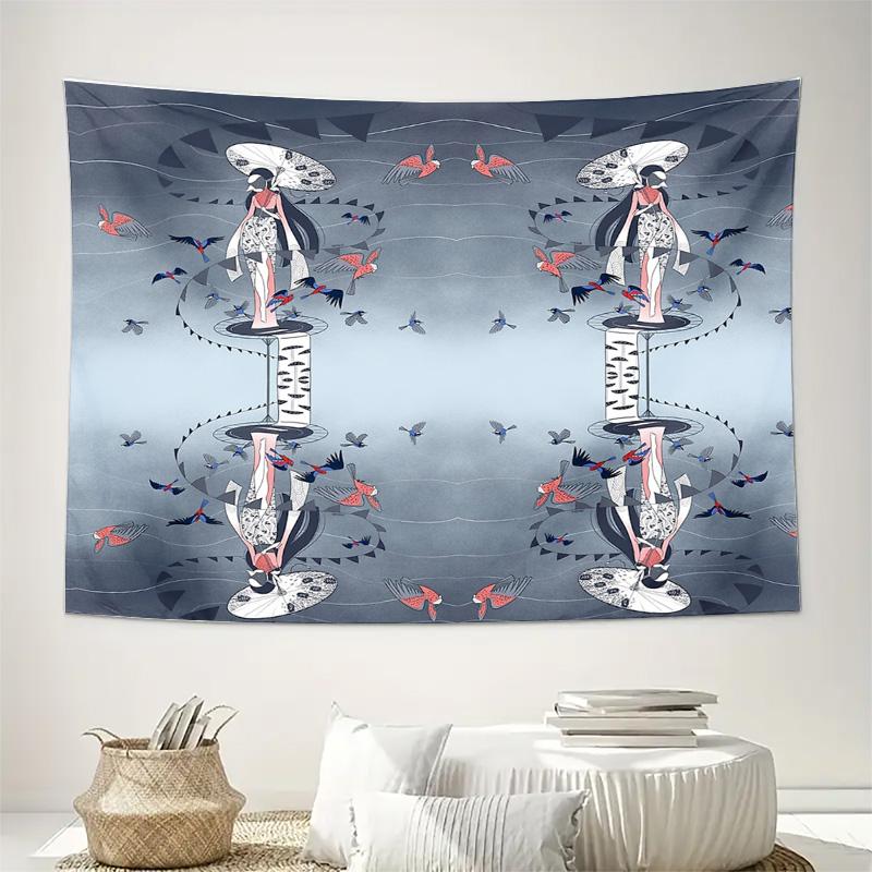 Japanese Geisha Wall Tapestry Vintage Kimono Aesthetic Room Decor Japanese Art Wall Hanging Home Decor Japanese Style Tapestry